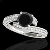 Image 1 : 2 ctw Certified VS Black Diamond Bypass Solitaire Ring 10k White Gold - REF-80H5R