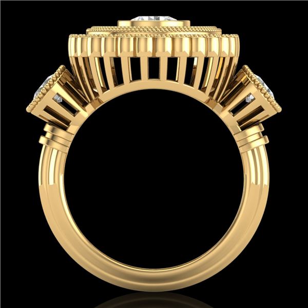 2.62 ctw VS/SI Diamond Solitaire Art Deco 3 Stone Ring 18k Yellow Gold - REF-343G5W