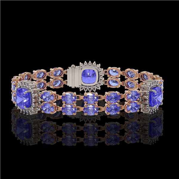 19.6 ctw Tanzanite & Diamond Bracelet 14K Rose Gold - REF-323A8N