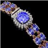 Image 3 : 19.6 ctw Tanzanite & Diamond Bracelet 14K Rose Gold - REF-323A8N