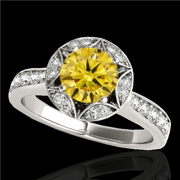 1.5 ctw Certified SI/I Fancy Intense Yellow Diamond Ring 10k White Gold - REF-211A4N