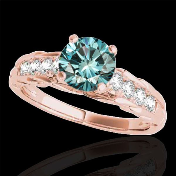 1.2 ctw SI Certified Fancy Blue Diamond Solitaire Ring 10k Rose Gold - REF-118N6F