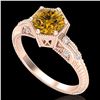 Image 1 : 1.17 ctw Intense Fancy Yellow Diamond Art Deco Ring 18k Rose Gold - REF-180K2Y