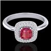 Image 1 : 1.16 ctw Ruby & Micro Pave VS/SI Diamond Ring Halo 18k White Gold - REF-80Y2X