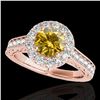 Image 1 : 1.7 ctw Certified SI/I Fancy Intense Yellow Diamond Ring 10k Rose Gold - REF-204H5R