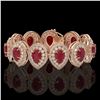 Image 1 : 56.04 ctw Certified Ruby & Diamond Victorian Bracelet 14K Rose Gold - REF-1520F8M