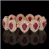 Image 2 : 56.04 ctw Certified Ruby & Diamond Victorian Bracelet 14K Rose Gold - REF-1520F8M