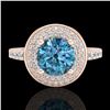 Image 2 : 1.7 ctw Intense Blue Diamond Engagment Art Deco Ring 18k Rose Gold - REF-236W4H