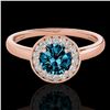 1.15 ctw SI Certified Fancy Blue Diamond Halo Ring 10k Rose Gold - REF-132F3M