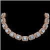 109.25 ctw Aquamarine & Diamond Victorian Necklace 14K Rose Gold - REF-3037N8F