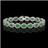 15.20 ctw Jade & Diamond Micro Pave Halo Bracelet 10k White Gold - REF-278X2A