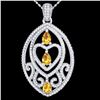 3.50 ctw Yellow Sapphire & Micro Diamond Heart Necklace 18k White Gold - REF-218G2W