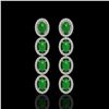 6.44 ctw Jade & Diamond Micro Pave Halo Earrings 10k White Gold - REF-103N6F