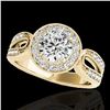 1.4 ctw Certified Diamond Solitaire Halo Ring 10k Yellow Gold - REF-204F5M