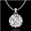 1.36 ctw VS/SI Diamond Solitaire Art Deco Necklace 18k White Gold - REF-361G8W