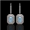 11.32 ctw Aquamarine & Diamond Victorian Earrings 14K White Gold - REF-327M3G