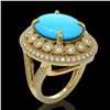 Image 2 : 9.07 ctw Turquoise & Diamond Victorian Ring 14K Yellow Gold - REF-245X5A