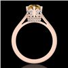 Image 3 : 1.5 ctw Intense Fancy Yellow Diamond Art Deco Ring 18k Rose Gold - REF-209H3R