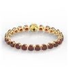 Image 2 : 35 ctw Garnet & Micro VS/SI Diamond Bracelet 14k Yellow Gold - REF-134M2G