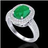 Image 2 : 3.50 ctw Emerald & Micro Pave VS/SI Diamond Ring 18k White Gold - REF-143H6R