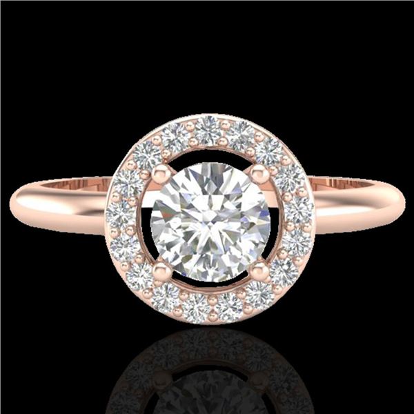 0.70 ctw Micro Pave Halo VS/SI Diamond Certified Ring 14k Rose Gold - REF-101A3N
