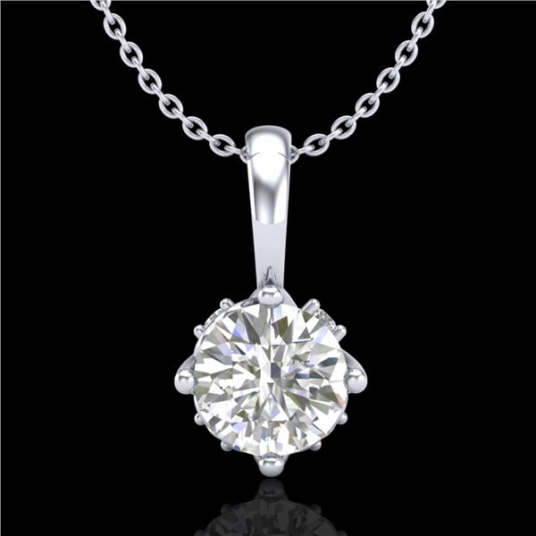 0.62 ctw VS/SI Diamond Solitaire Art Deco Stud Necklace 18k White Gold - REF-101K8Y