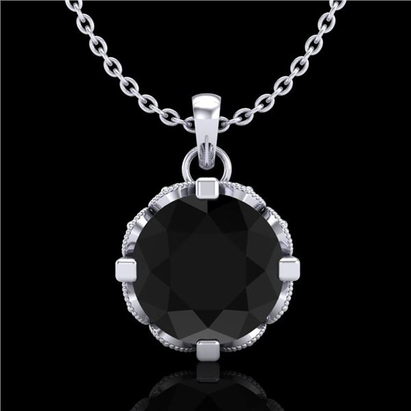 1.5 ctw Fancy Black Diamond Art Deco Stud Necklace 18k White Gold - REF-101R8K
