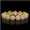 Image 1 : 31.35 ctw Morganite & Diamond Victorian Bracelet 14K Yellow Gold - REF-1063N3F