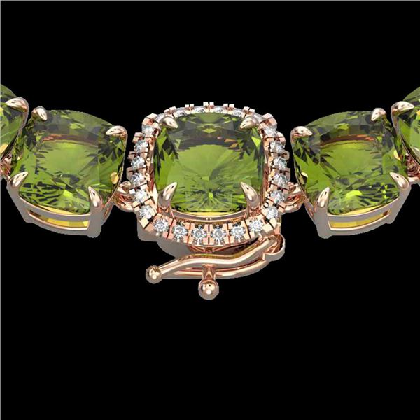 100 ctw Green Tourmaline & Diamond Micro Necklace 14k Rose Gold - REF-1072X8A