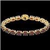 Image 2 : 19.25 ctw Garnet & Diamond Eternity Micro Bracelet 14k Yellow Gold - REF-107A3N