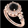 Image 1 : 1.2 ctw Fancy Black Diamond Engagment Art Deco Ring 18k Rose Gold - REF-107W3H