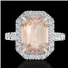 Image 1 : 4.50 ctw Morganite & Micro Pave VS/SI Diamond Ring 18k White Gold - REF-112W4H