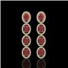 Image 1 : 6.47 ctw Ruby & Diamond Micro Pave Halo Earrings 10k Yellow Gold - REF-143G6W