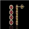Image 2 : 6.47 ctw Ruby & Diamond Micro Pave Halo Earrings 10k Yellow Gold - REF-143G6W