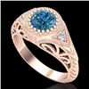 Image 1 : 1.07 ctw Fancy Intense Blue Diamond Art Deco Ring 18k Rose Gold - REF-200N2F