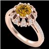 Image 1 : 1.65 ctw Intense Fancy Yellow Diamond Art Deco Ring 18k Rose Gold - REF-230G9W