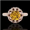 Image 2 : 1.65 ctw Intense Fancy Yellow Diamond Art Deco Ring 18k Rose Gold - REF-230G9W