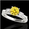 Image 1 : 2 ctw Certified SI/I Fancy Intense Yellow Diamond Pave Ring 10k White Gold - REF-231K8Y