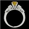 Image 2 : 2 ctw Certified SI/I Fancy Intense Yellow Diamond Pave Ring 10k White Gold - REF-231K8Y
