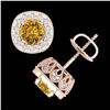 Image 3 : 1.69 ctw Intense Fancy Yellow Diamond Art Deco Earrings 18k Rose Gold - REF-254Y5X