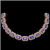 Image 1 : 50.67 ctw Tanzanite & Diamond Victorian Bracelet 14K Rose Gold - REF-2709W3H
