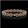 Image 2 : 15.2 ctw Emerald & Diamond Micro Pave Halo Bracelet 10k Rose Gold - REF-300F2M