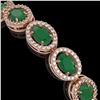 Image 3 : 15.2 ctw Emerald & Diamond Micro Pave Halo Bracelet 10k Rose Gold - REF-300F2M