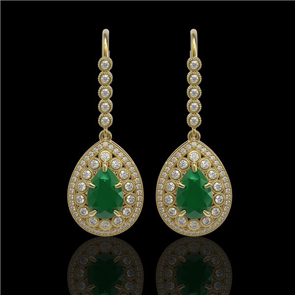 10.15 ctw Certified Emerald & Diamond Victorian Earrings 14K Yellow Gold - REF-327X3A