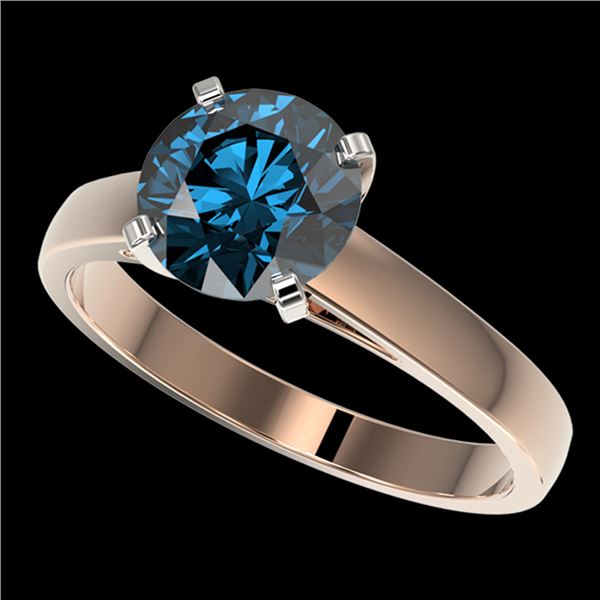 2.04 ctw Certified Intense Blue Diamond Engagment Ring 10k Rose Gold - REF-331N4F