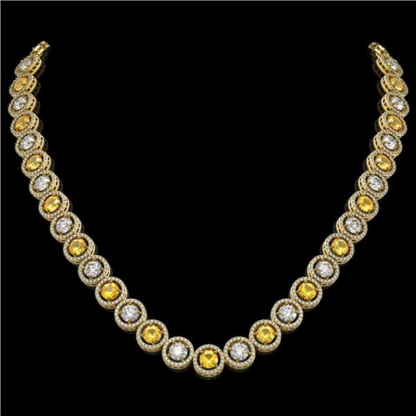 31.64 ctw Canary & Diamond Micro Pave Necklace 18K Yellow Gold - REF-3354N5F