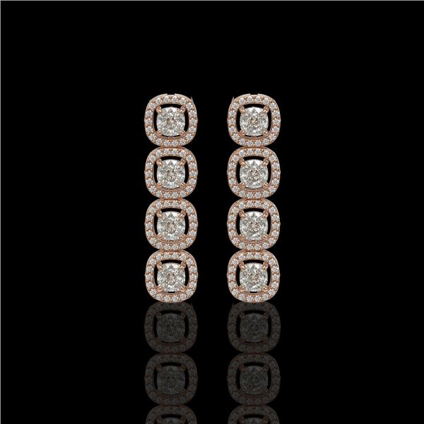 3.84 ctw Cushion Cut Diamond Micro Pave Earrings 18K Rose Gold - REF-337R5K
