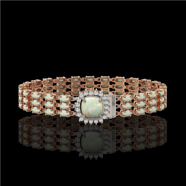 24.2 ctw Opal & Diamond Bracelet 14K Rose Gold - REF-342W9H