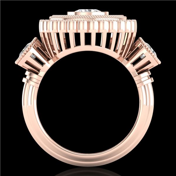 2.62 ctw VS/SI Diamond Solitaire Art Deco 3 Stone Ring 18k Rose Gold - REF-343F5M
