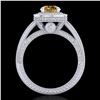 Image 3 : 2.8 ctw Intense Fancy Yellow Diamond Art Deco Ring 18k White Gold - REF-427R3K